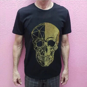 Perruzo Gold Embellished Heads or Tails TShirt